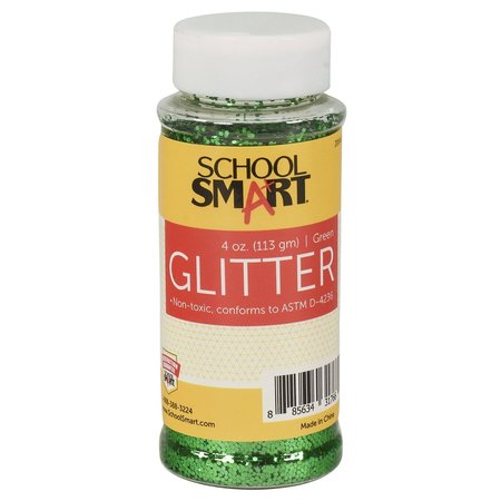 SCHOOL SMART GLITTER-GREEN 4 OZ S2004123